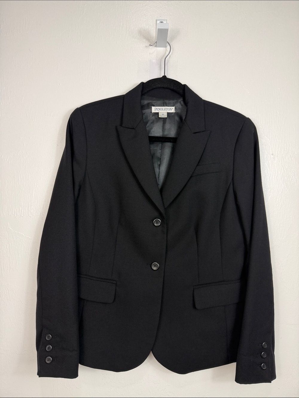 Pendleton Black Wool Blazer Jacket USA Made Women’s Size 10 Classic - Picture 2 of 10
